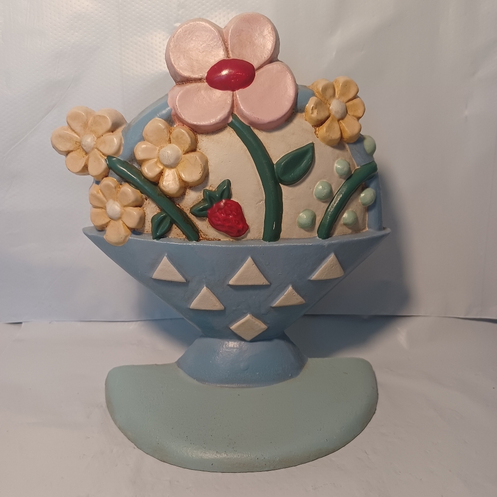 Cast Iron Doorstop Floral Basket